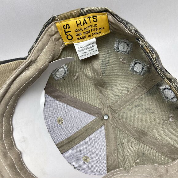 Camo Bullet Hole Adjustable Brown Green Embroidered Ball Cap NWT Acrylic - Picture 4 of 6